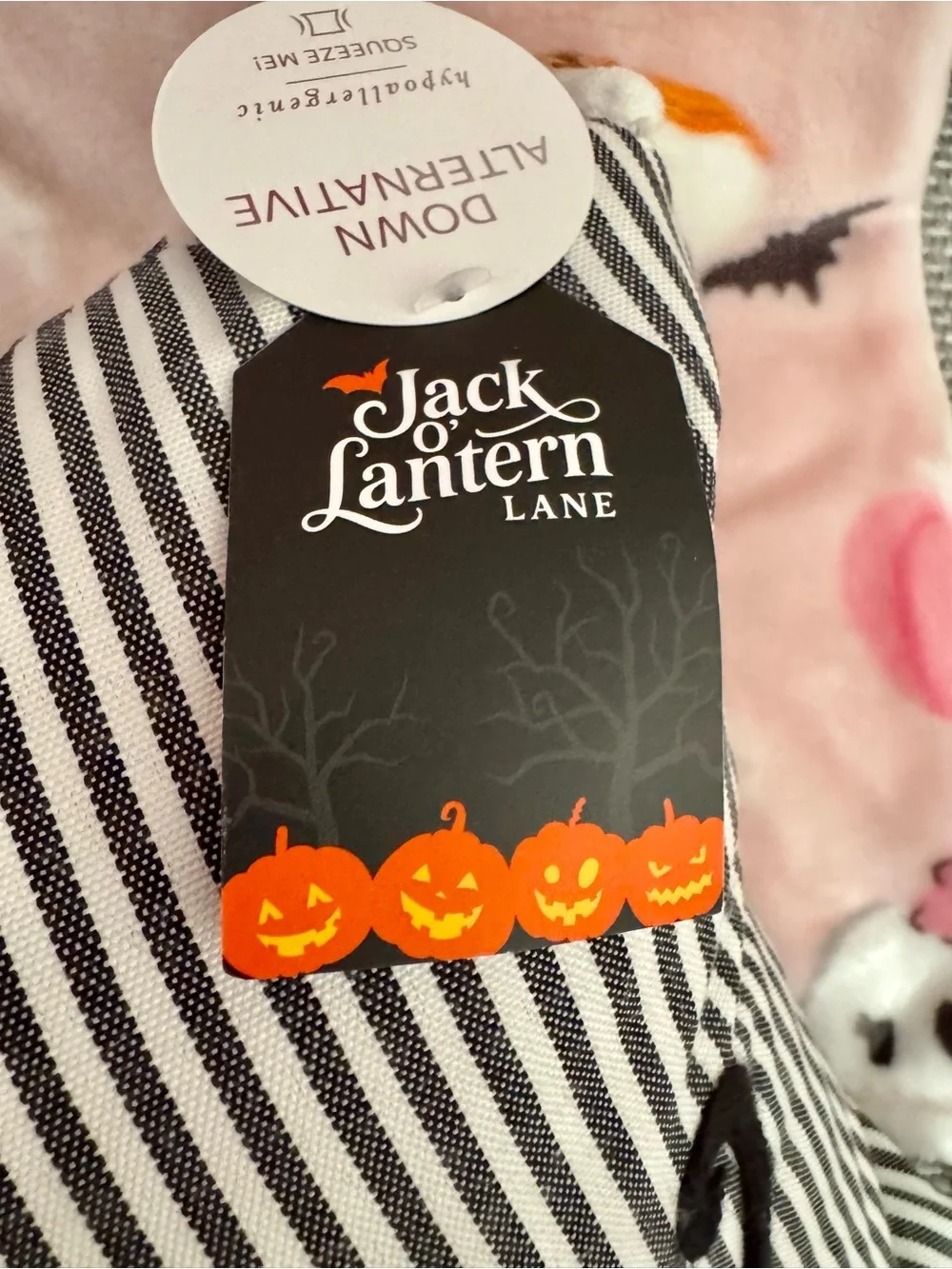 Halloween Spooky Ghosts Stripped Pillow Jack O’ Lantern Pumpkins NWT